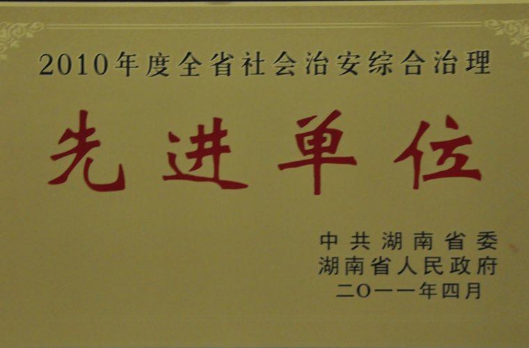 湖南省社會治安綜合治理先進(jìn)單位