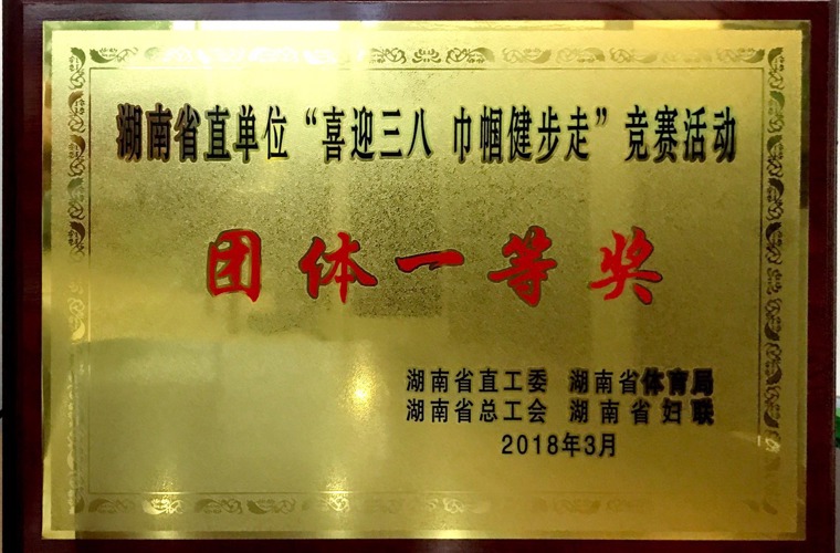 湖南省直單位“喜迎三八 巾幗健步走”競賽活動(dòng)團(tuán)體一等獎(jiǎng)